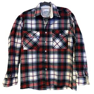 Vintage Flannel holiday Plaid Men's Shirt - Red, Green, White